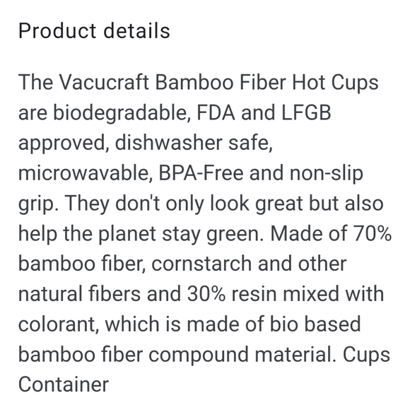 VacuCraft Bamboo Silicone Tea and Coffee Cup - Picture 7 of 15